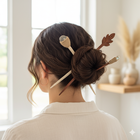 Change Your Look by Using Natural Hair Pins that are unique and hand-made