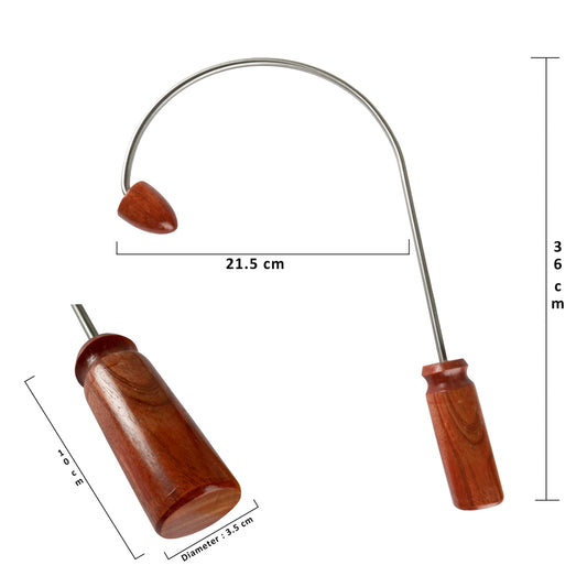 CCcollections Massage Stick Tool Hook | Wooden & Steel Self Back Massager for Trigger Point & Lower Back Pain Relief
