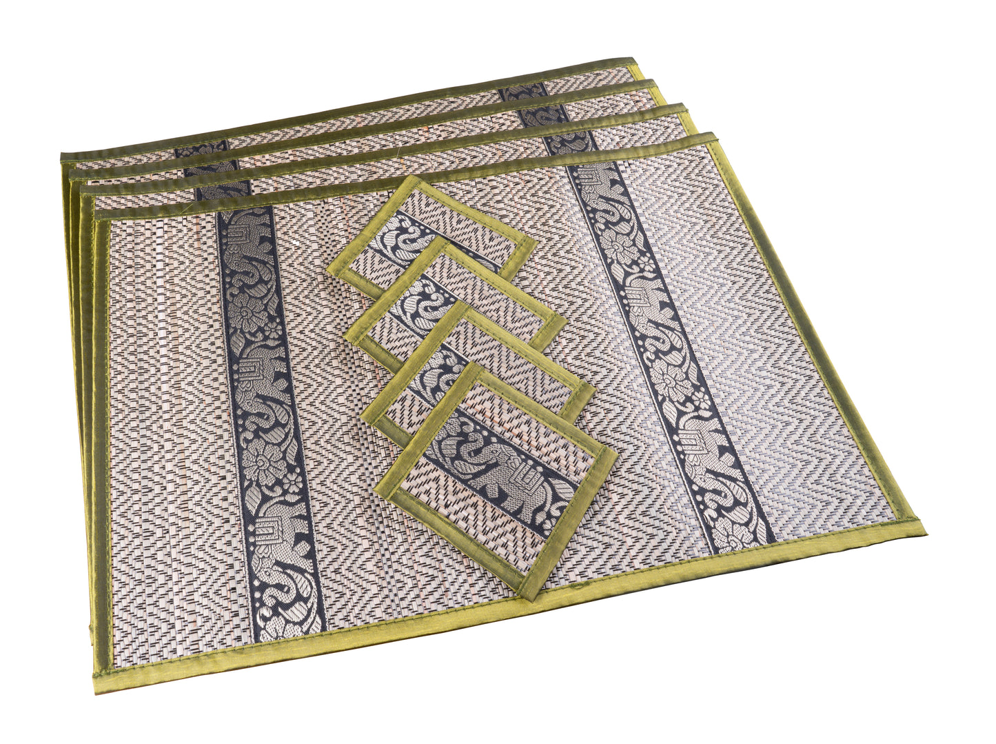 Eco-Friendly Hand-Woven Wicker Reed Thai Style Placemats and Coasters