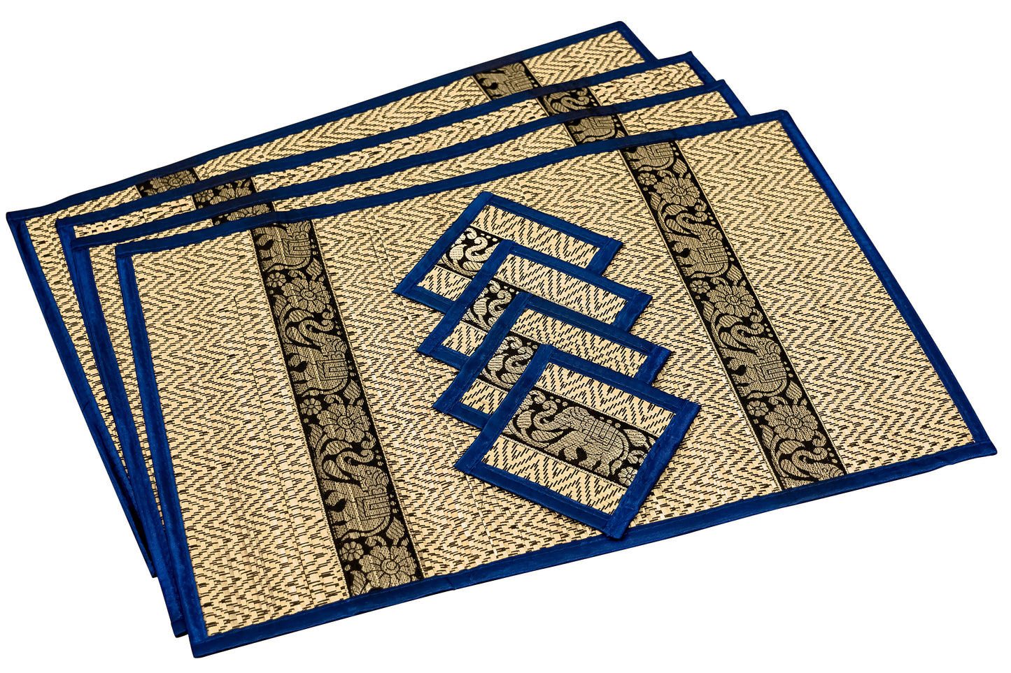 Eco-Friendly Hand-Woven Wicker Reed Thai Style Placemats and Coasters