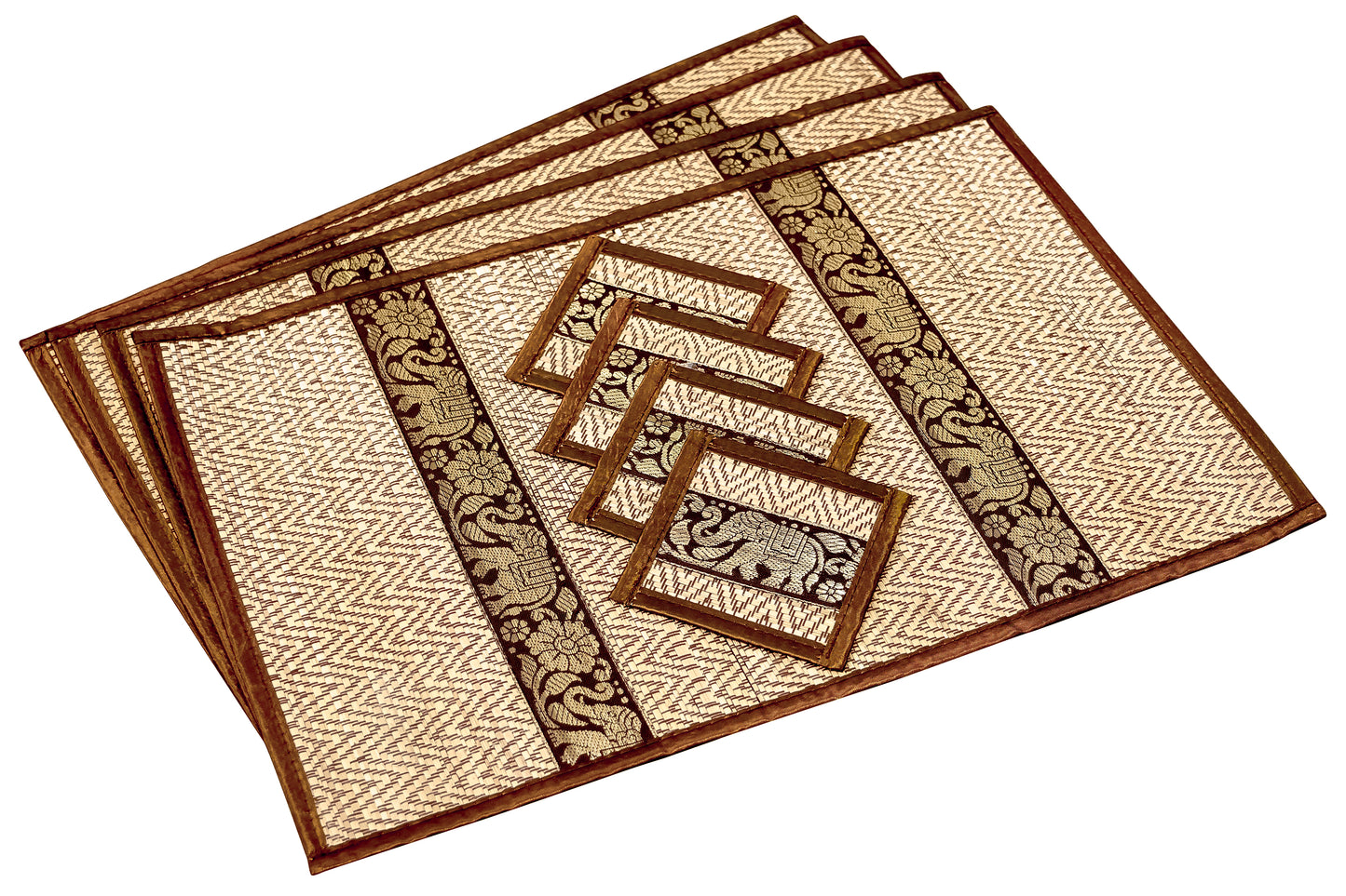 Eco-Friendly Hand-Woven Wicker Reed Thai Style Placemats and Coasters