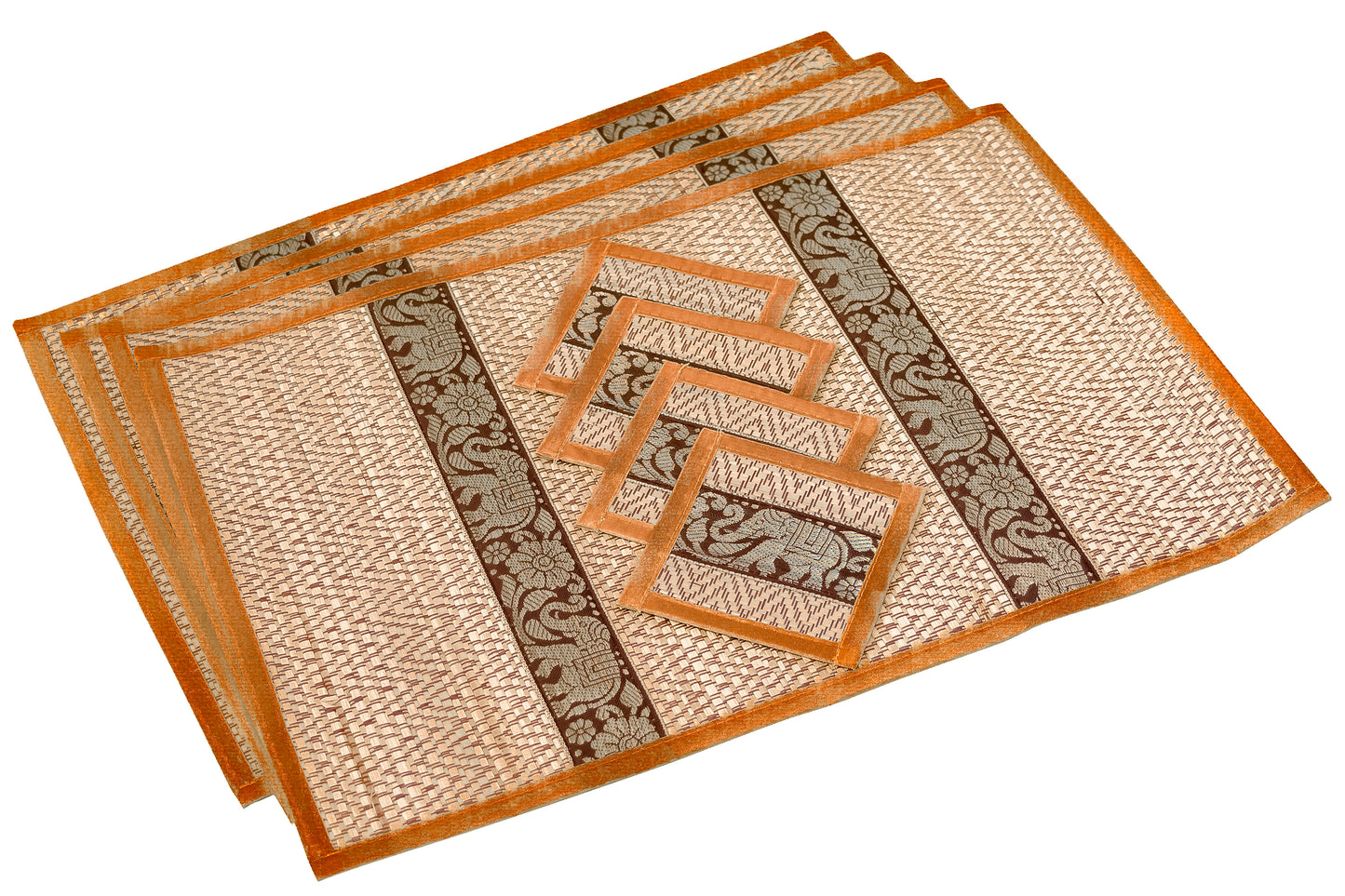 Eco-Friendly Hand-Woven Wicker Reed Thai Style Placemats and Coasters