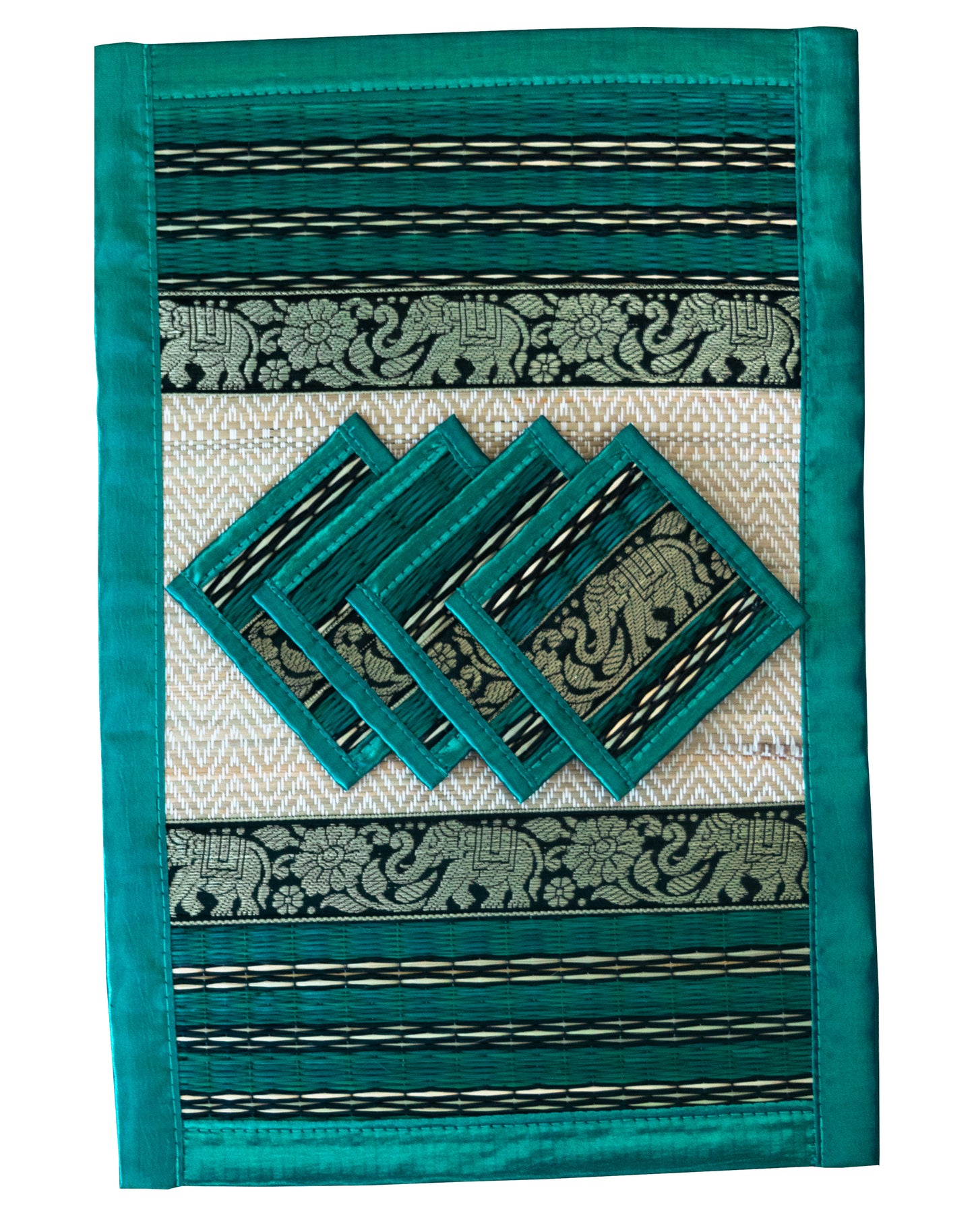 Eco-Friendly Hand-Woven Wicker Reed Thai Style Placemats and Coasters