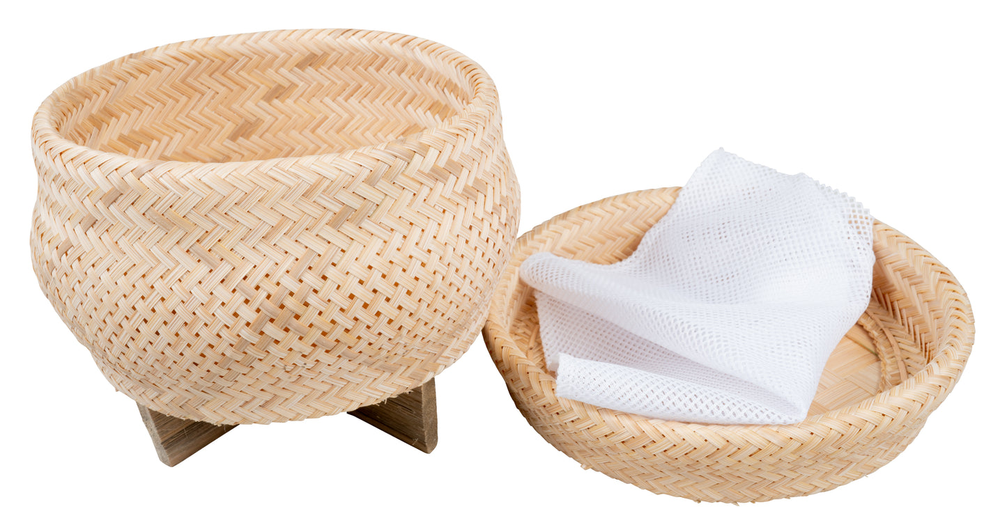CCcollections Traditional Handmade Bamboo Sticky Rice Basket - Eco-Friendly Serving Basket for Rice