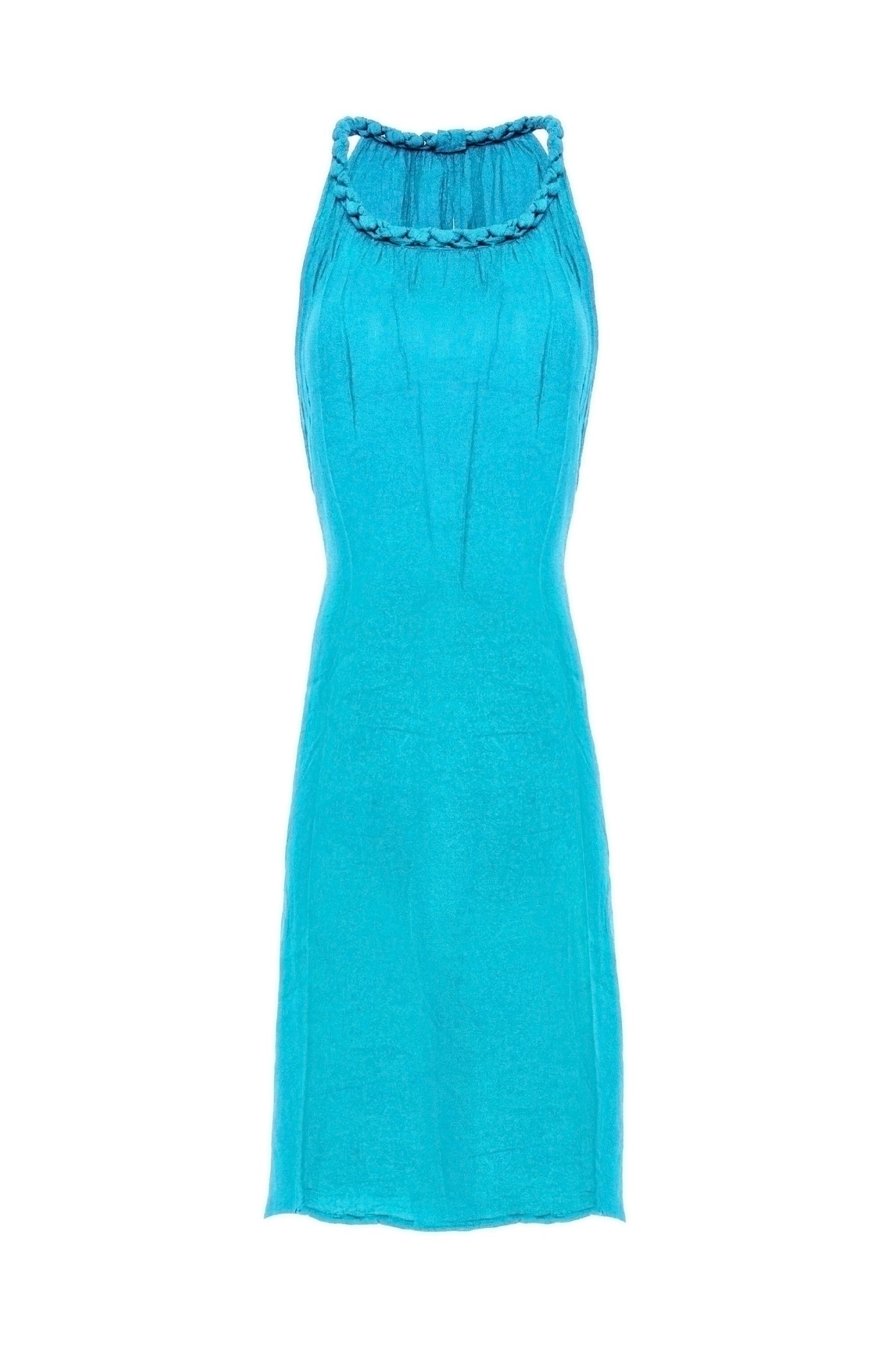 Pure Luxury Natural Cotton Mid-Length Dress with Plait Straps CCcollections - CCCollections