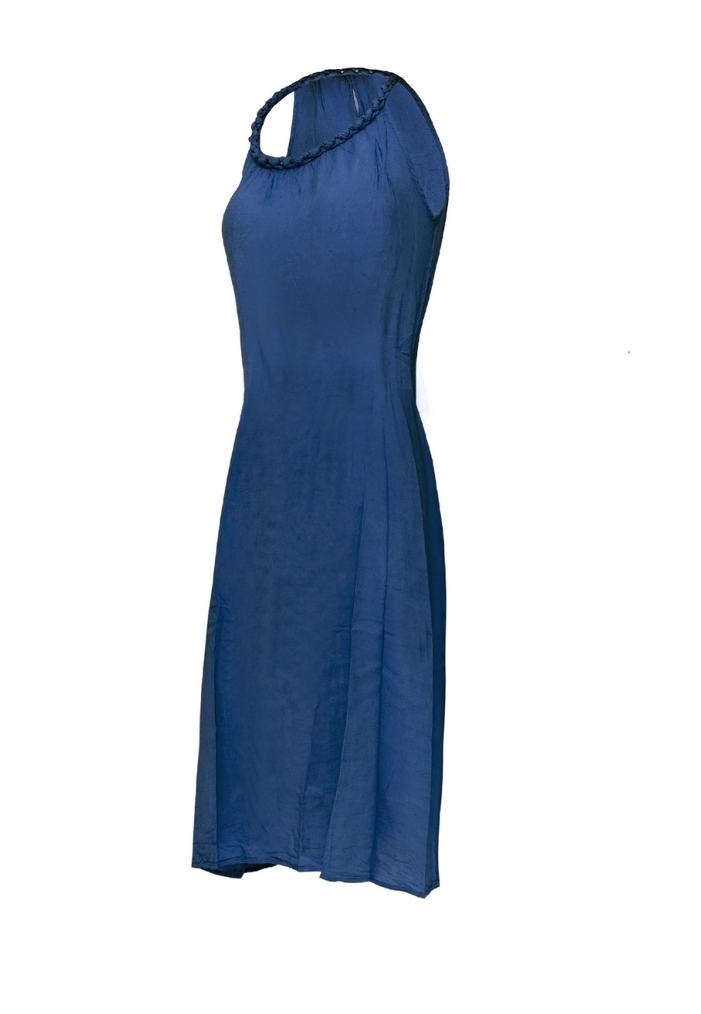 Pure Luxury Natural Cotton Mid-Length Dress with Plait Straps CCcollections - CCCollections