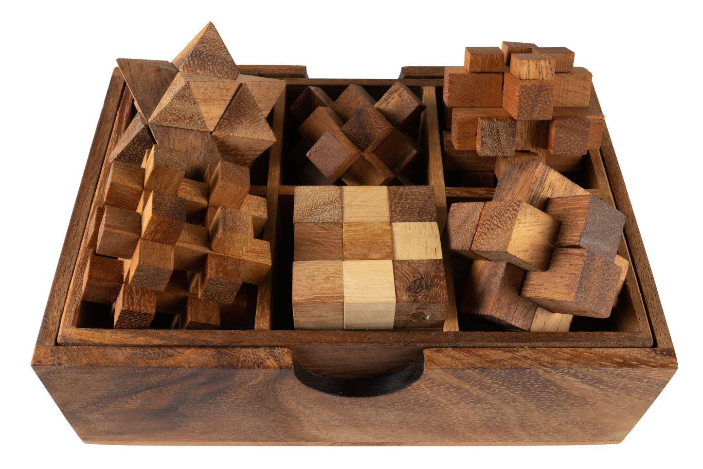 Wooden Cube Brain Teasers Game 6 in 1 - CCCollections