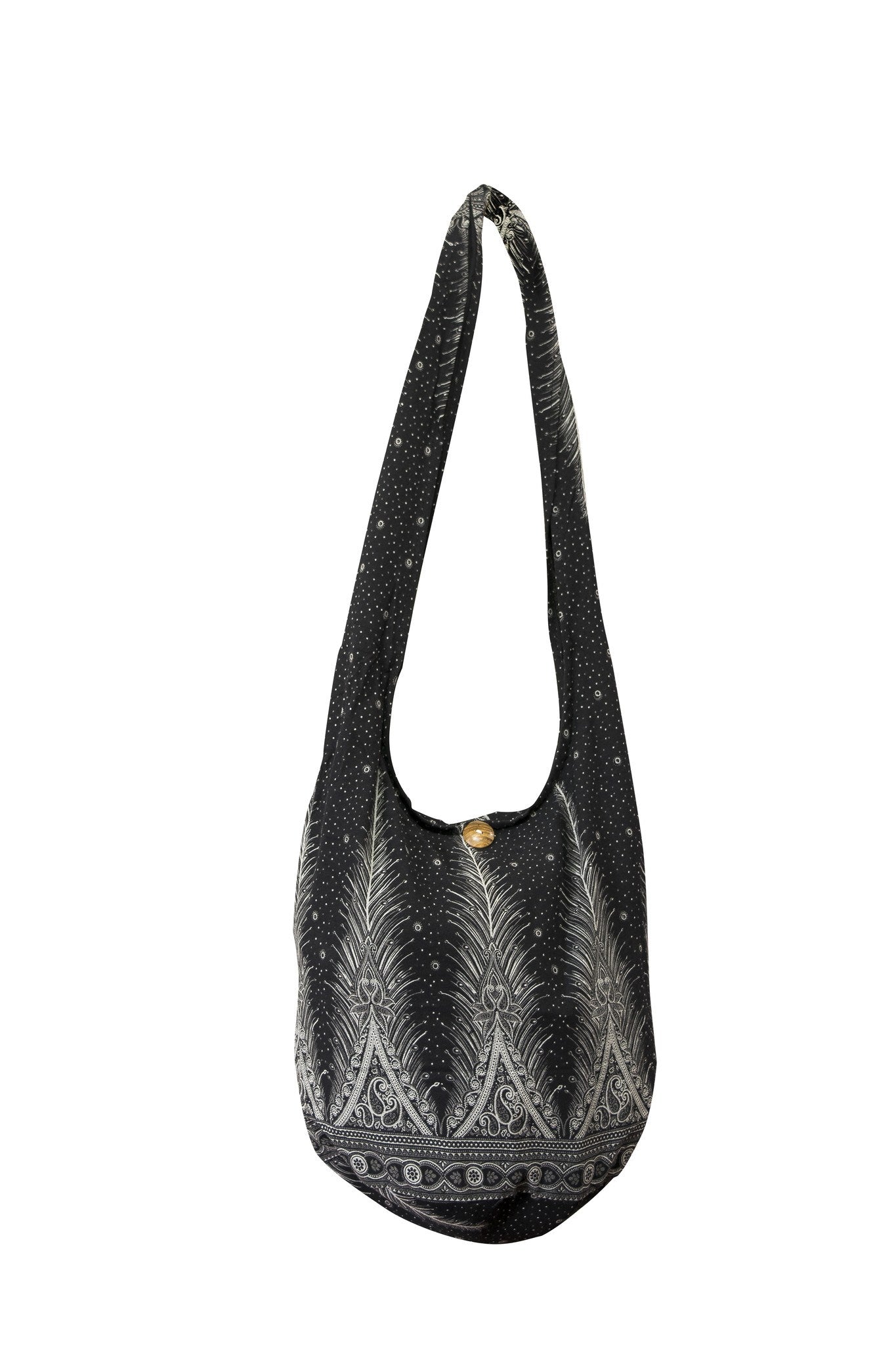 SLING GRAPHIC Feather Bag COTTON CROSS BODY bag LARGE BOHO hippie hobo - CCCollections