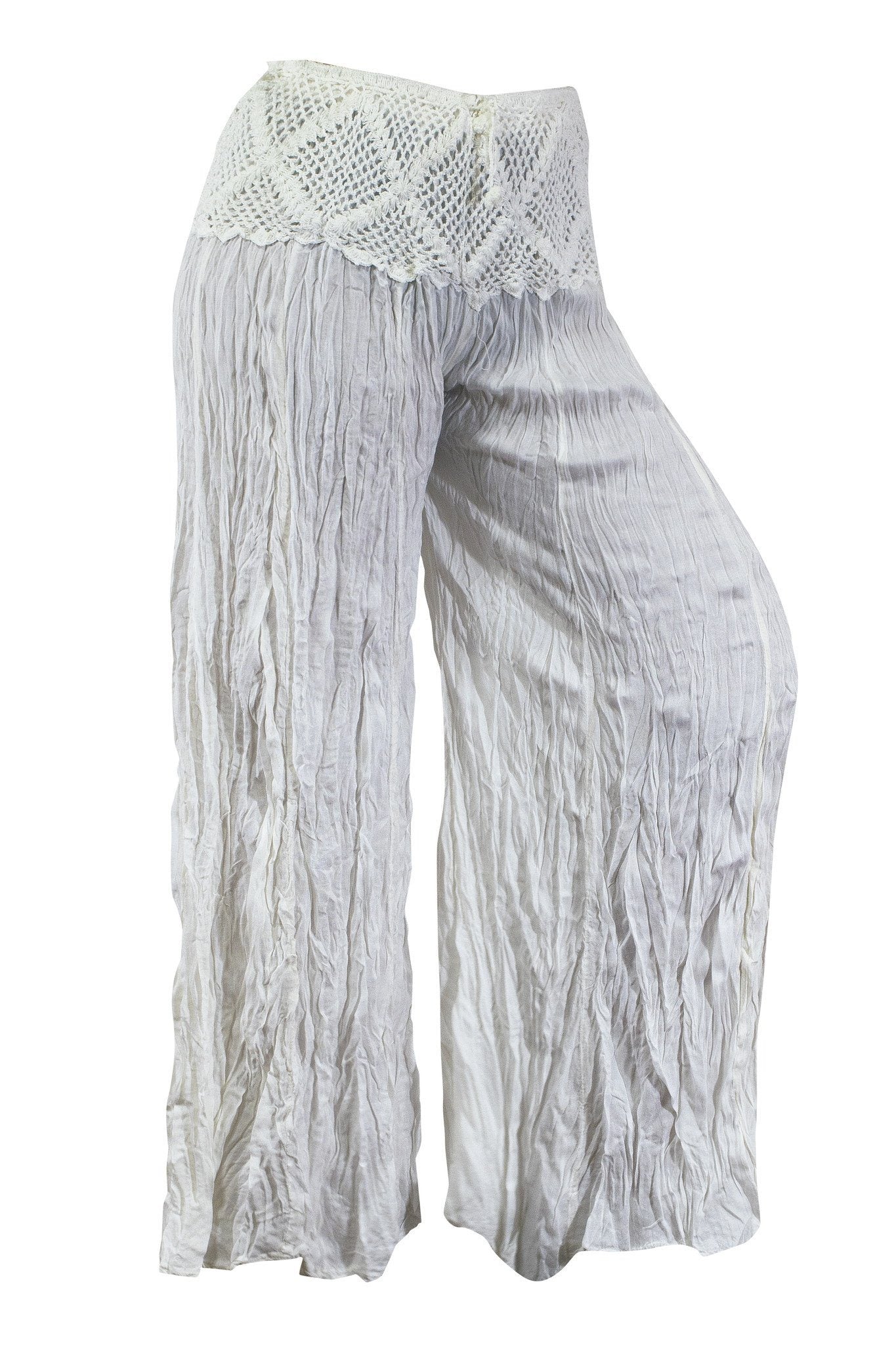 Cotton Palazzo Flare with Crochet Waist Trouser - CCCollections