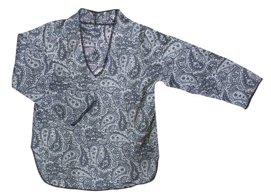 Kids Boy Girl Unisex Cotton Shirt Top V Neck 3/4 sleeve M Paisley - CCCollections