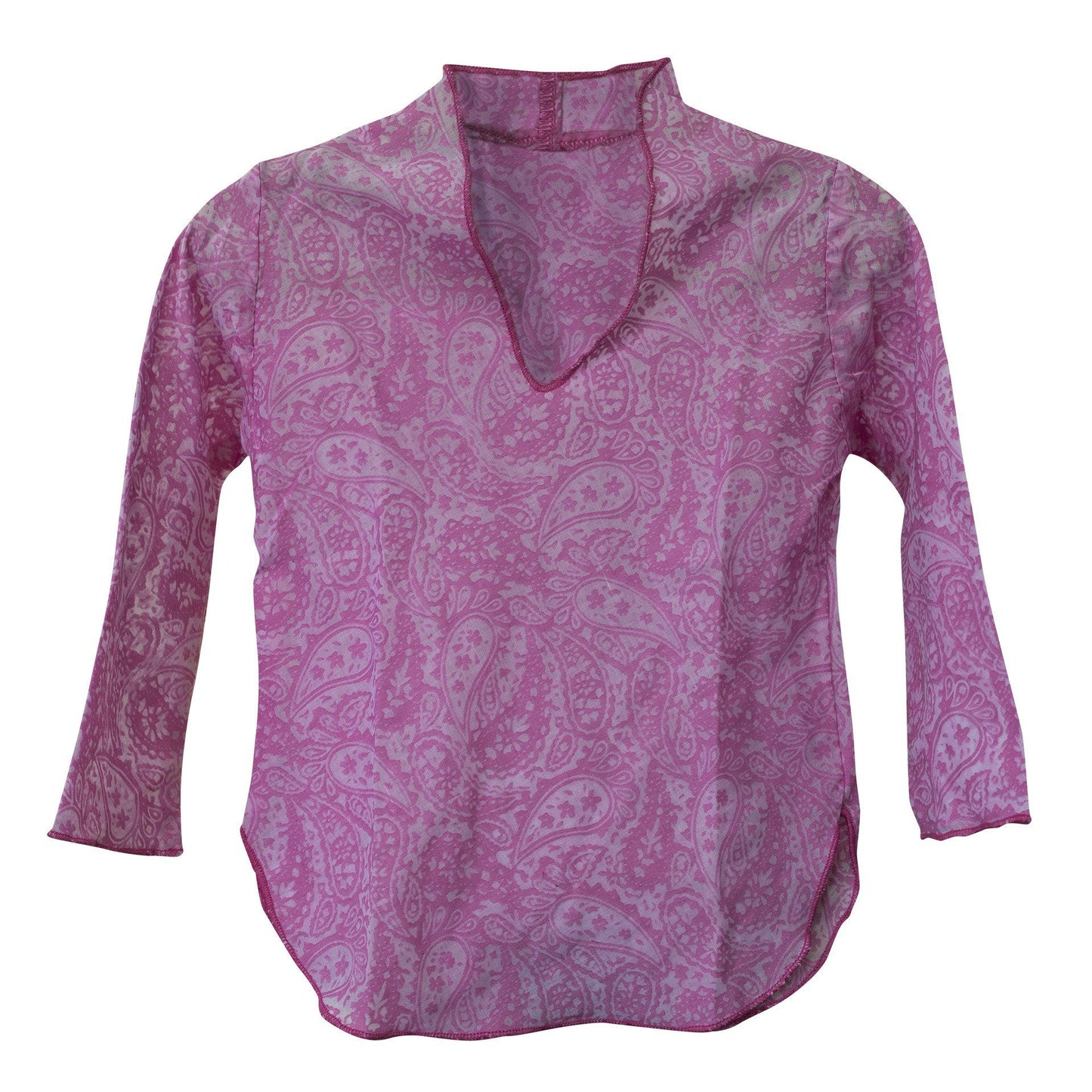 Kids Boy Girl Unisex Cotton Shirt Top V Neck 3/4 sleeve S Paisley - CCCollections
