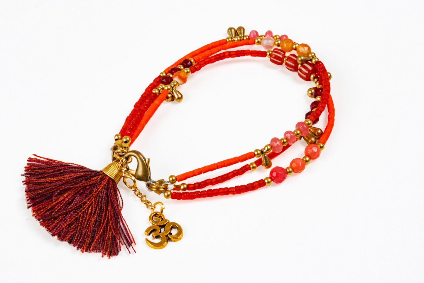 Bracelet Triple Line Beaded Pom stylish Charms Bohemian Jewellery Unique Accessories - CCCollections
