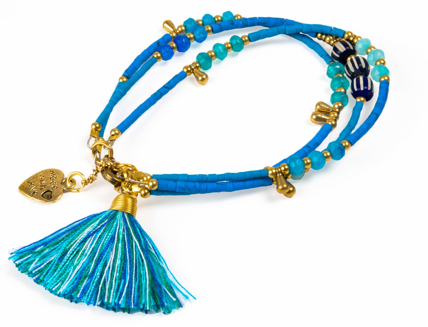 Bracelet Triple Line Beaded Pom stylish Charms Bohemian Jewellery Unique Accessories - CCCollections