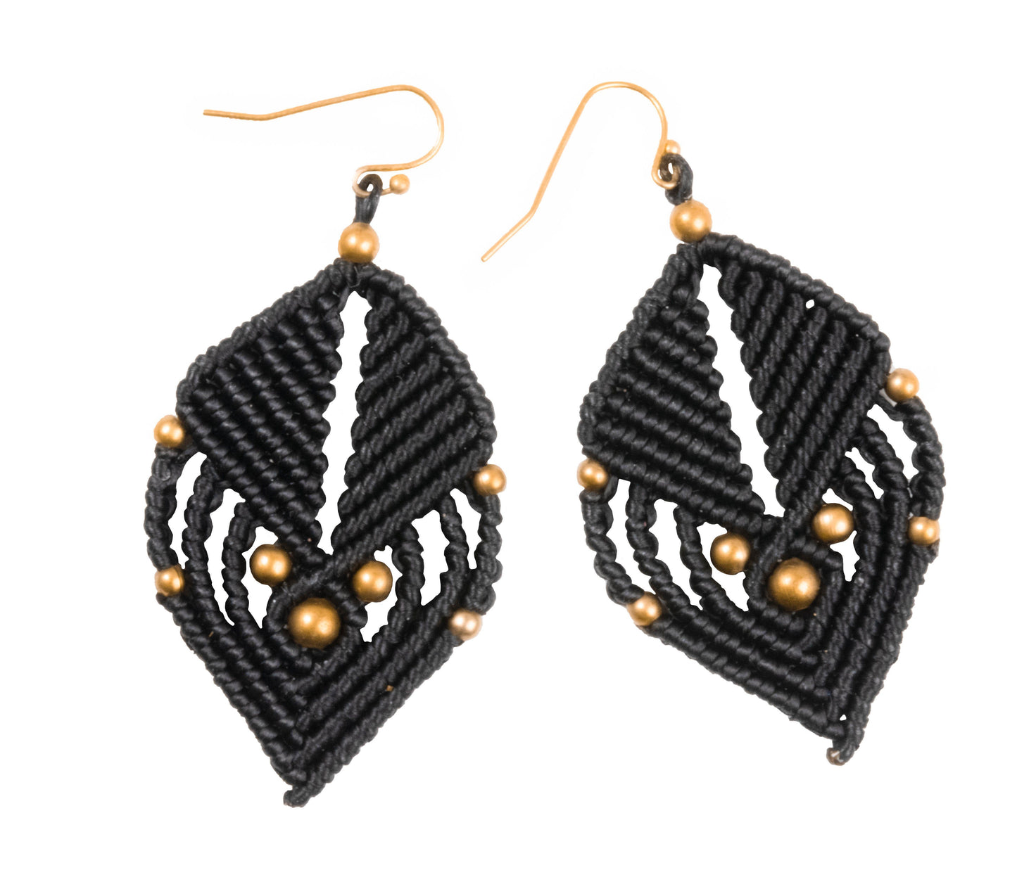 Handmade Macrame Earring many Shapes Colourful Brass Wax cord with Brass Bead - CCCollections