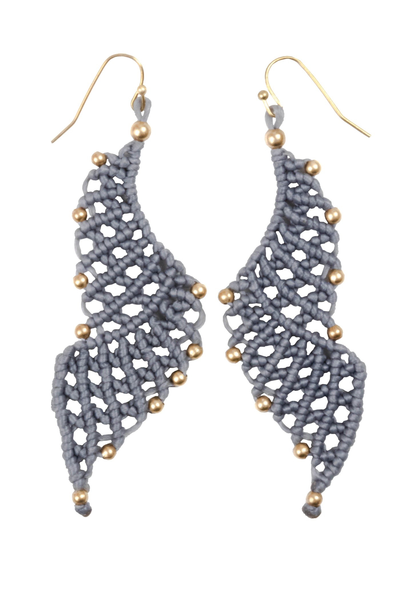 Handmade Macrame Earring many Shapes Colourful Brass Wax cord with Brass Bead - CCCollections