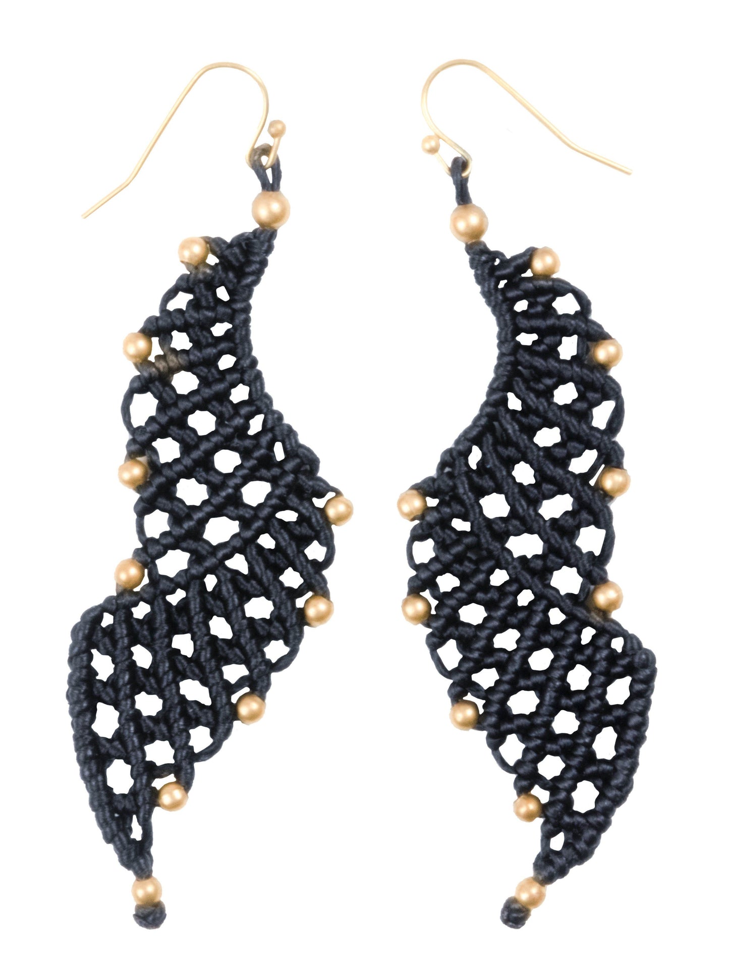 Handmade Macrame Earring many Shapes Colourful Brass Wax cord with Brass Bead - CCCollections