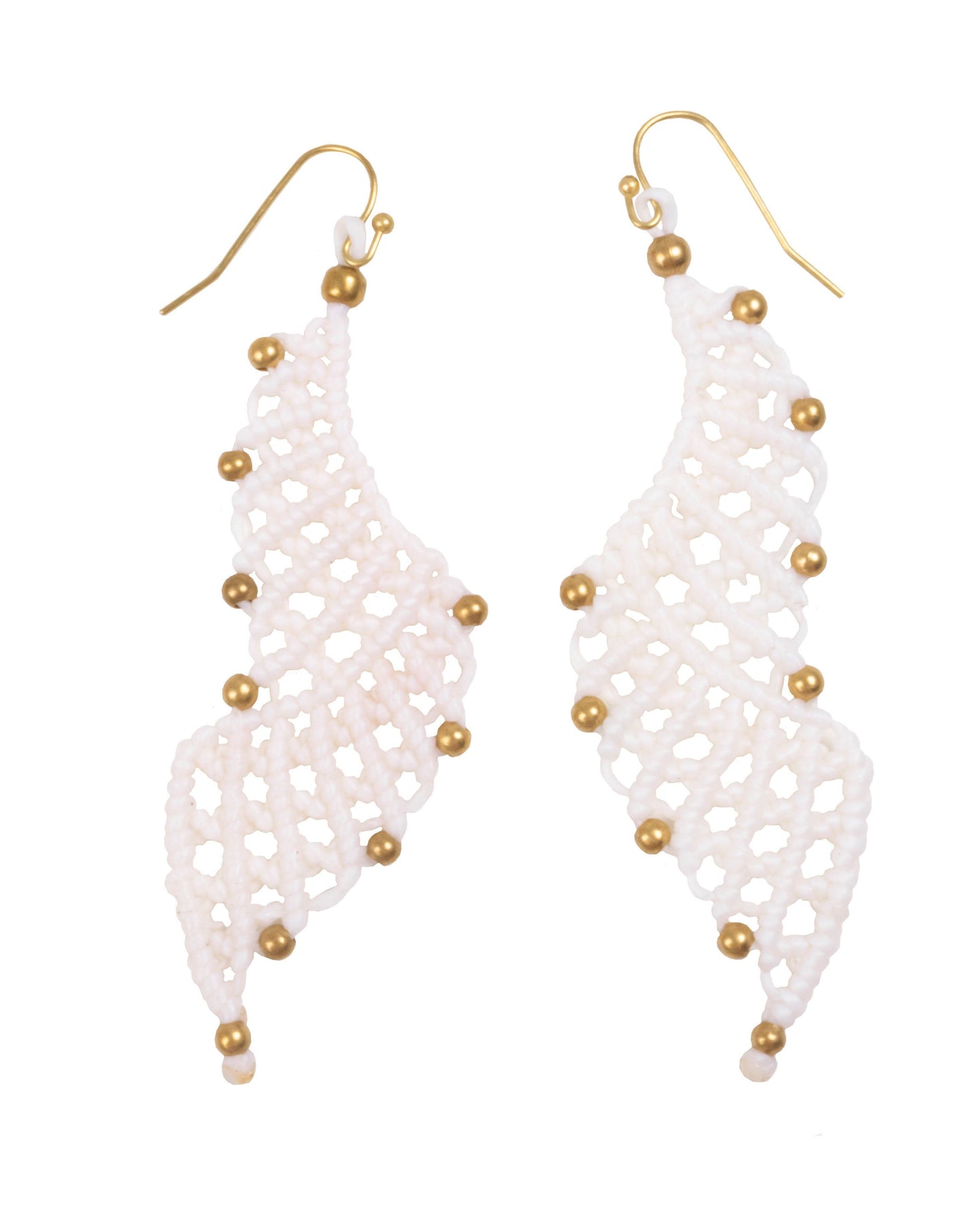 Handmade Macrame Earring many Shapes Colourful Brass Wax cord with Brass Bead - CCCollections