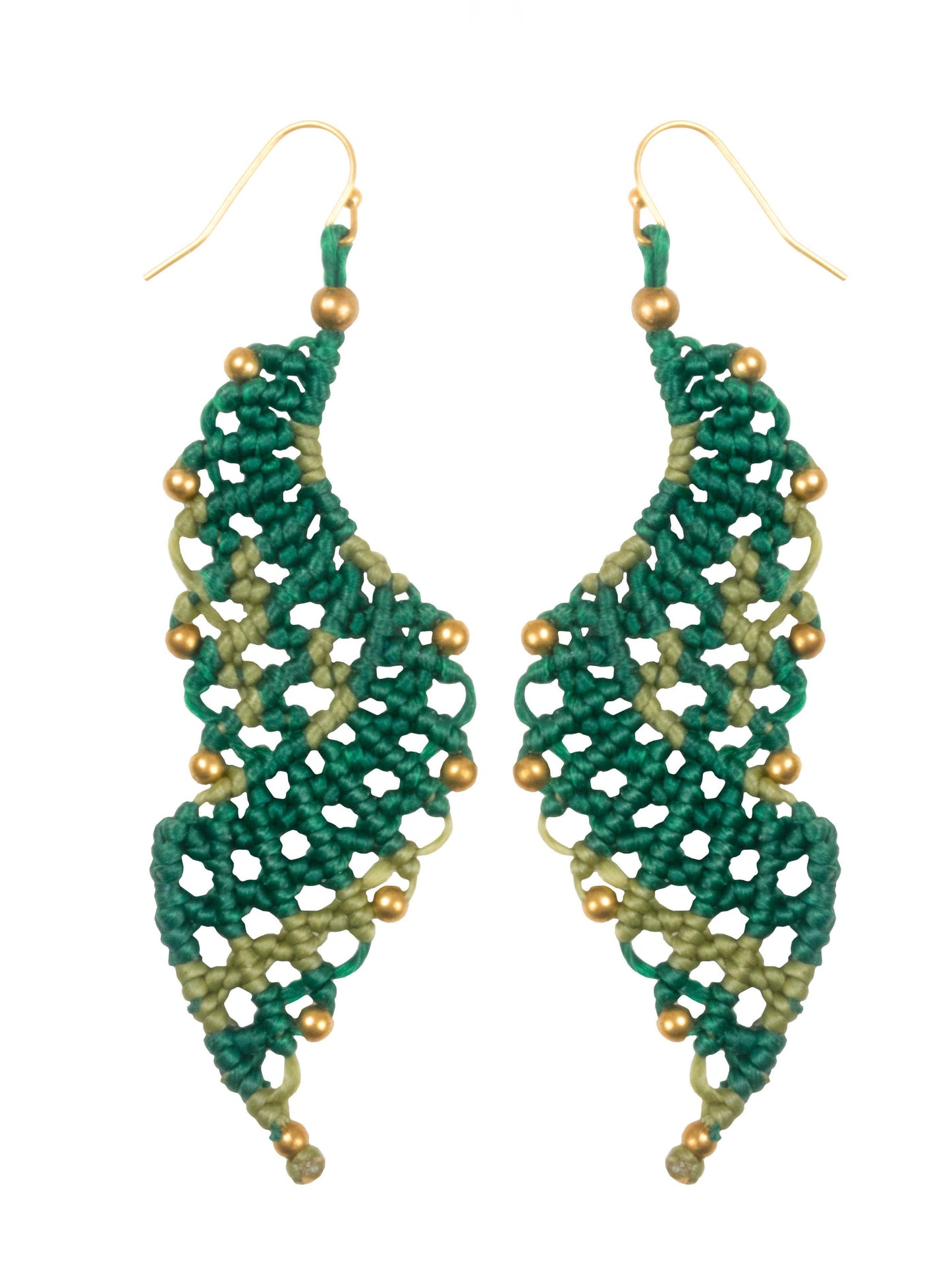 Handmade Macrame Earring many Shapes Colourful Brass Wax cord with Brass Bead - CCCollections