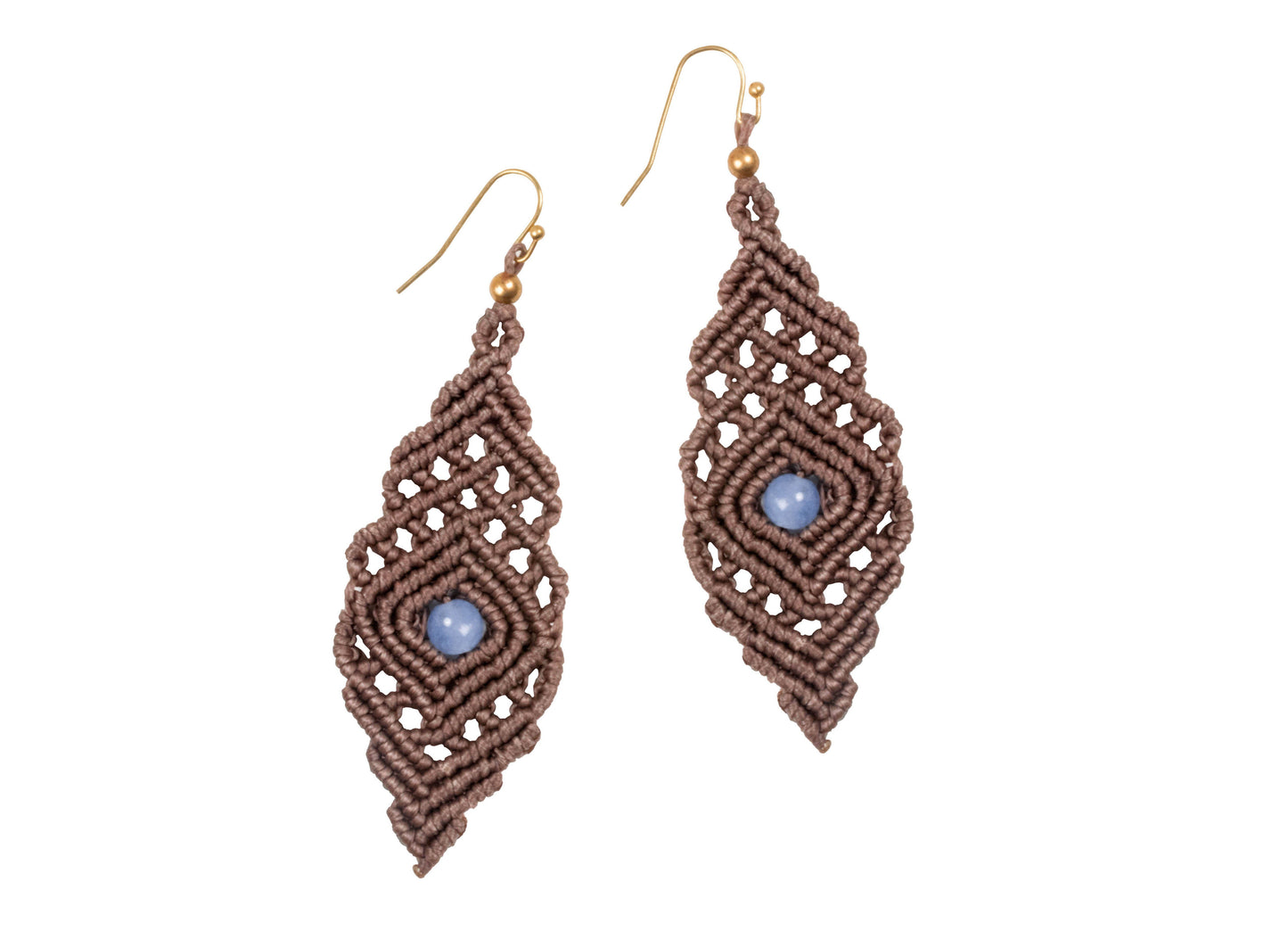 Handmade Macrame Earring many Shapes Colourful Brass Wax cord with Brass Bead - CCCollections