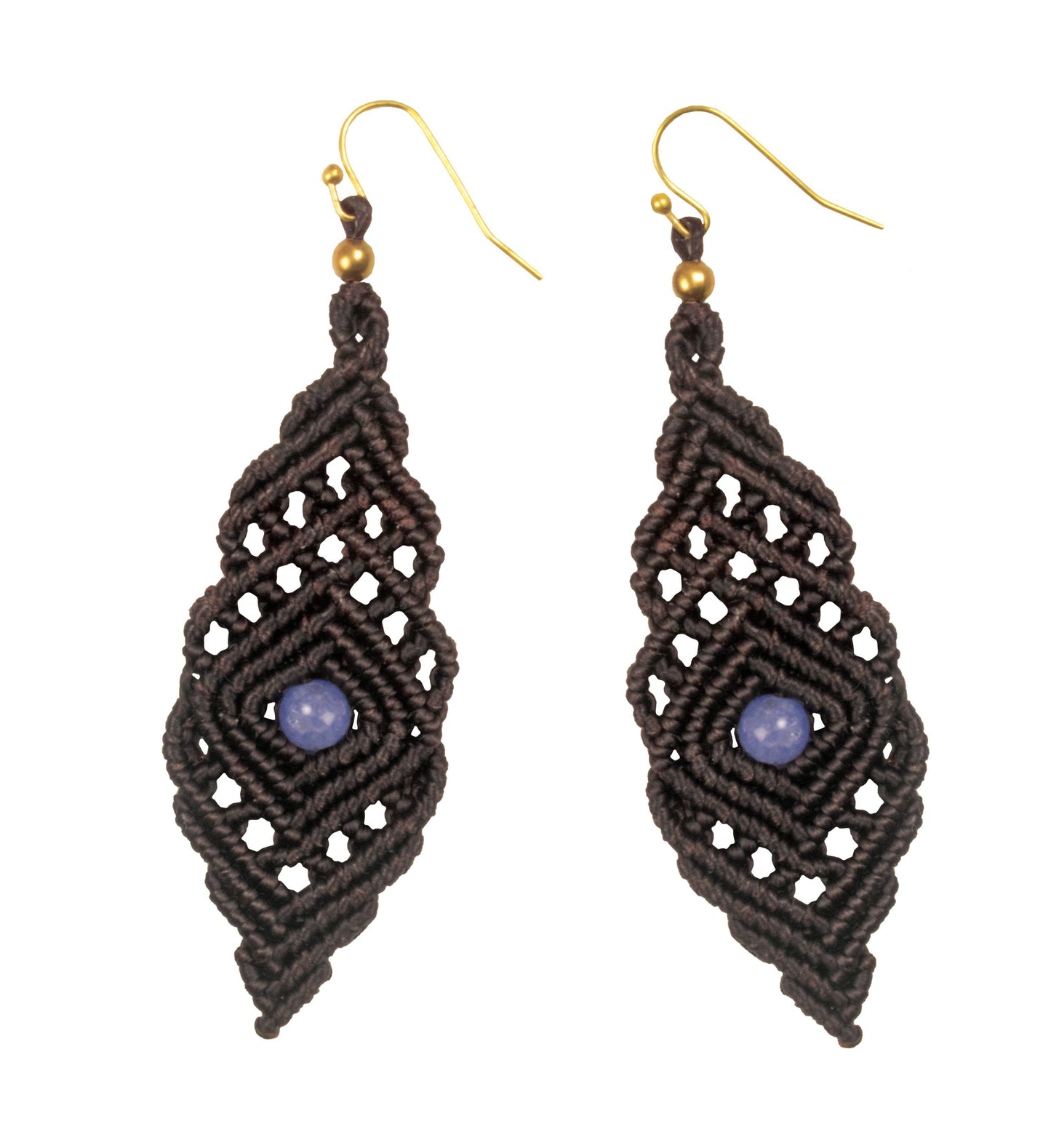 Handmade Macrame Earring many Shapes Colourful Brass Wax cord with Brass Bead - CCCollections