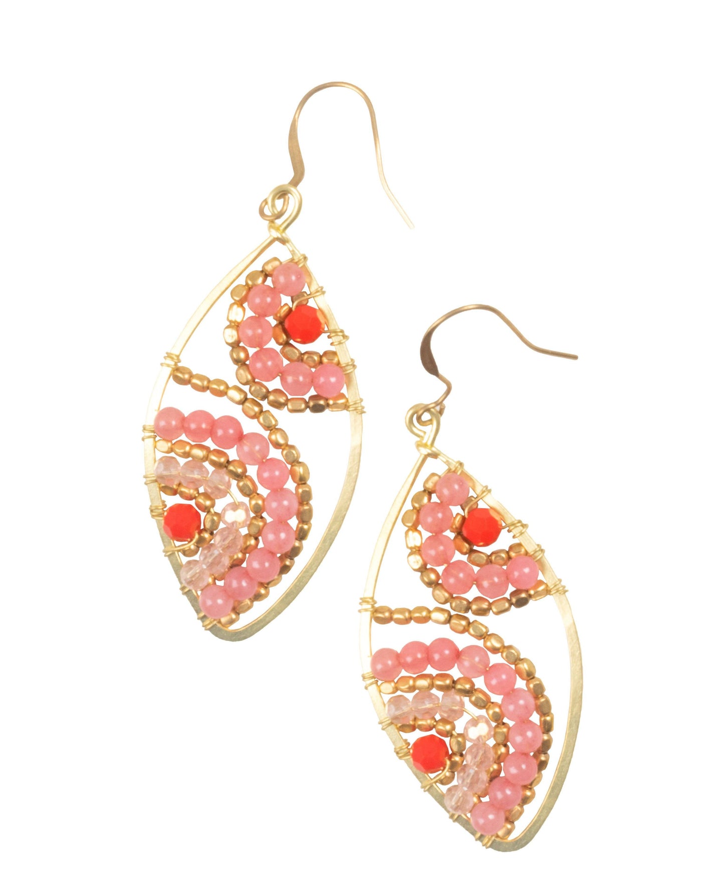 Handmade Drop Earring Brass Colourful Rectangle, Drop Tear and Leaves Shape with Crystal - CCCollections