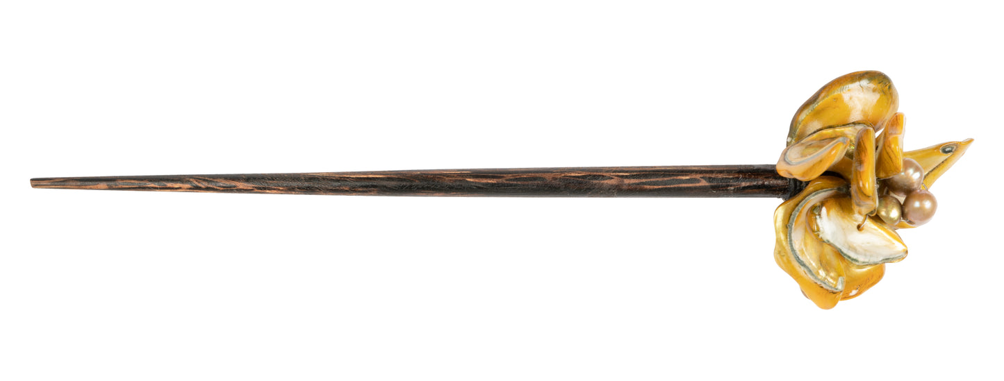 Handmade Wooden Hair Pins with Shell Pearl many design - CCCollections