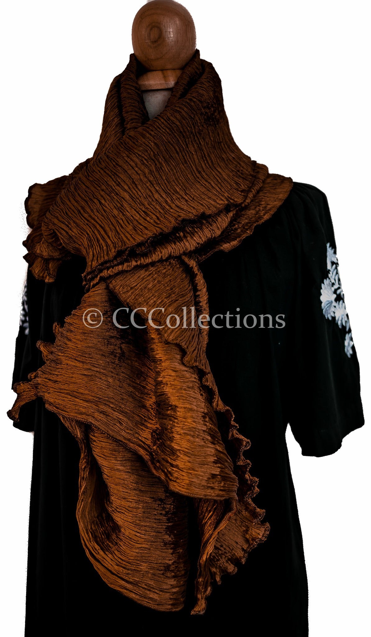 Pure Silk Pleated Stole / Shawl Wrap - CCCollections