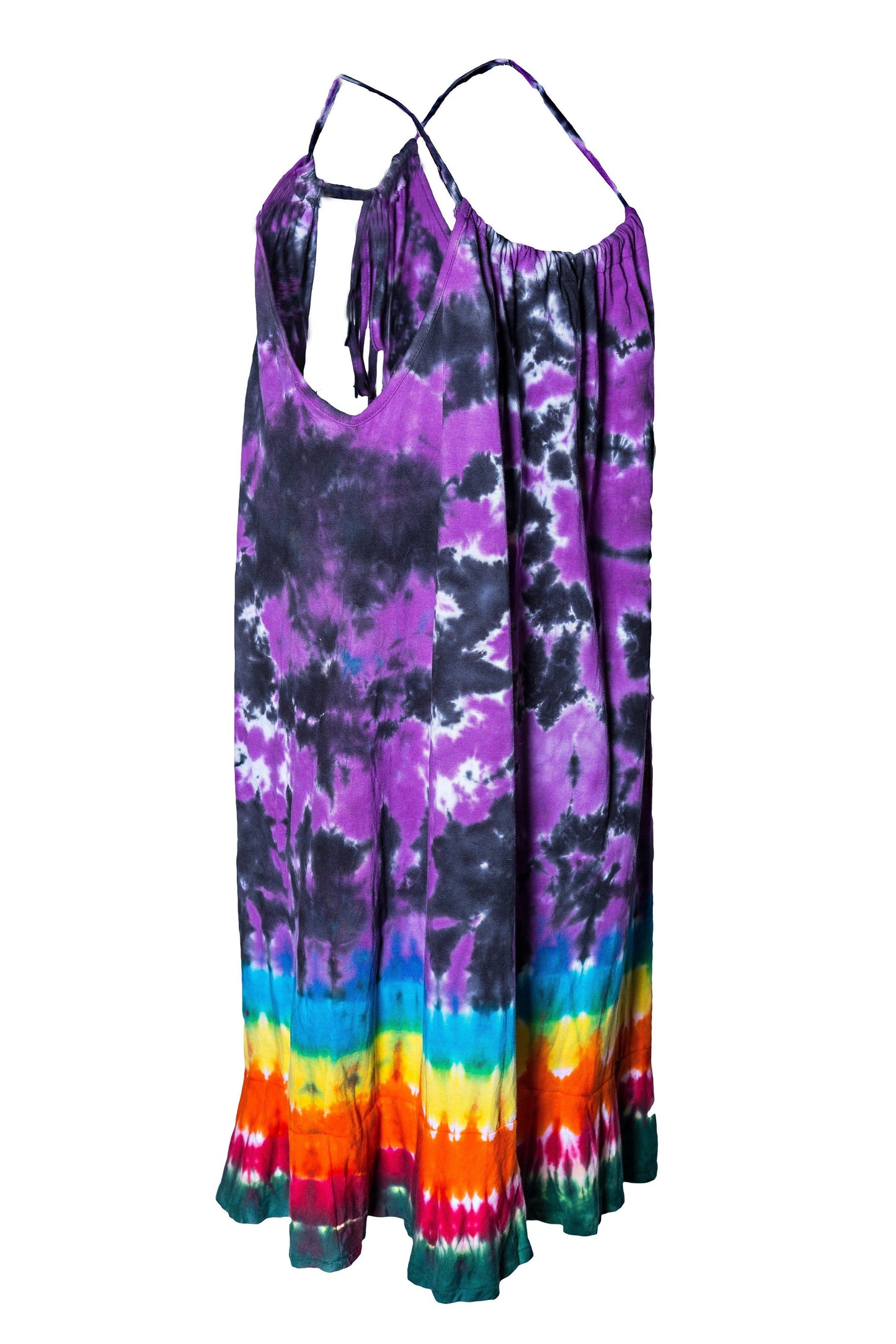 Tie Dye Halter Neck Mini Dress Pom Pom Bow tie details - CCCollections