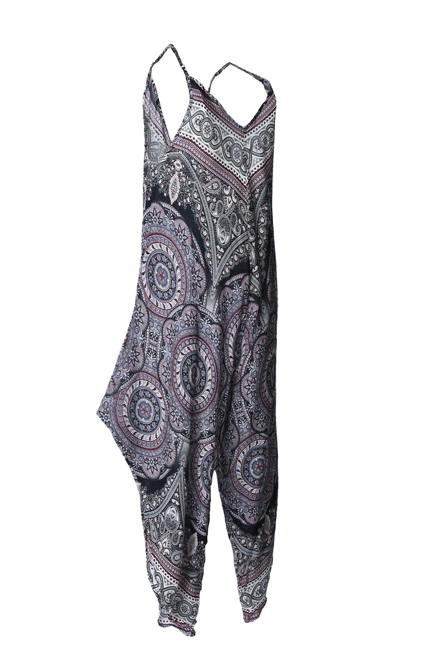 Rayon Printed Jumpsuit Playsuit Adjustable Strap Shoulder V Neck - CCCollections