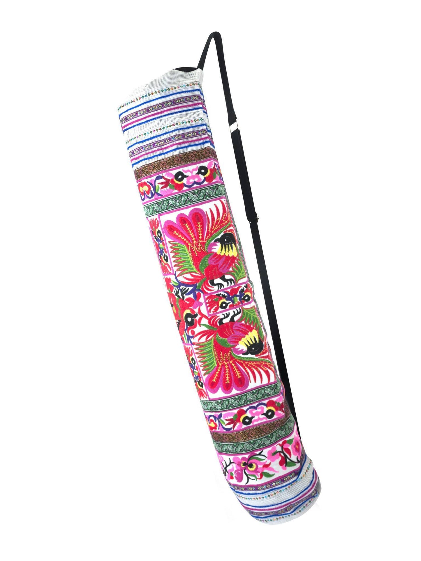 Bohemian Yoga Mat Bag Carrier Embroidered Hill tribe ethnic L - CCCollections