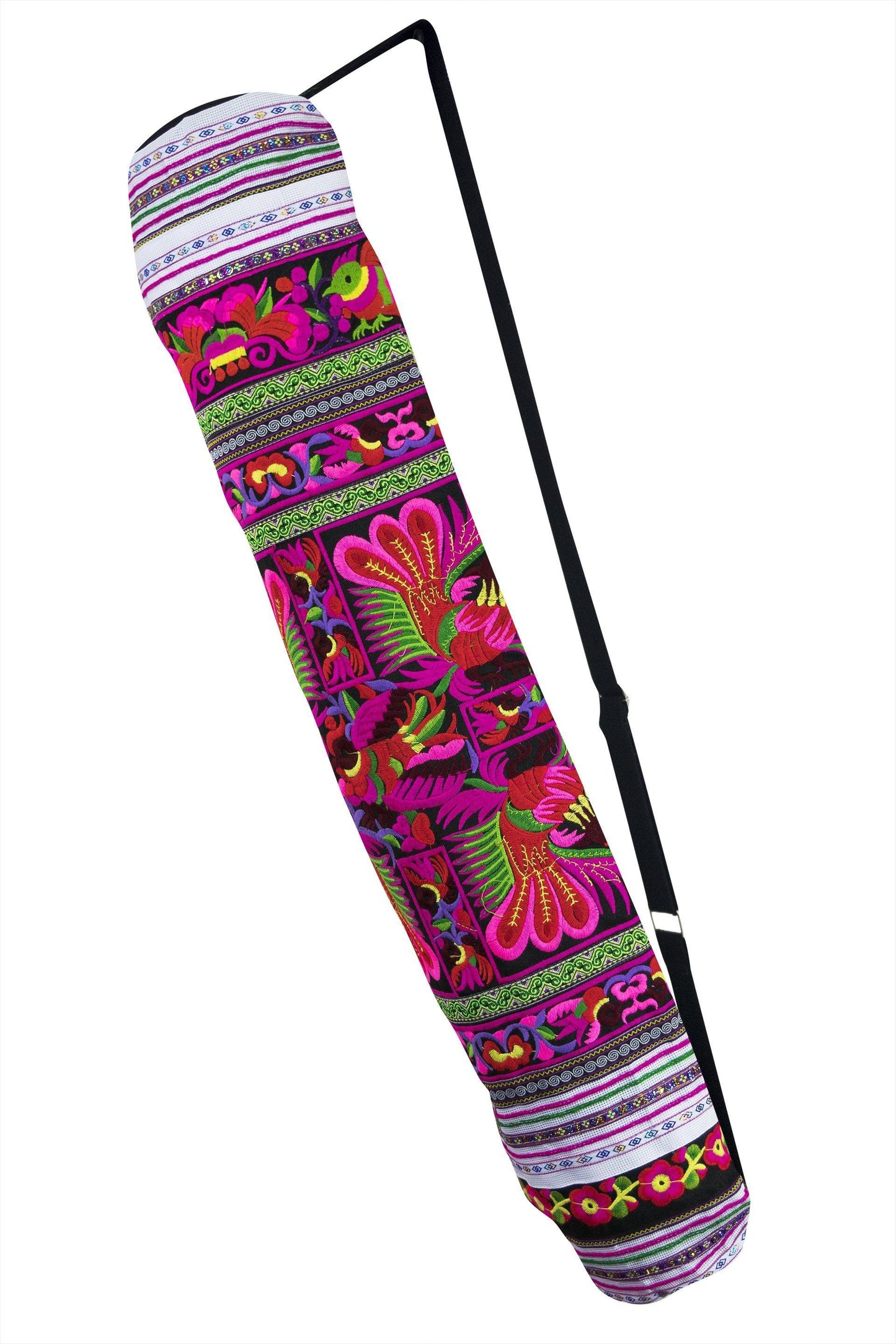 Bohemian Yoga Mat Bag Carrier Embroidered Hill tribe ethnic L - CCCollections