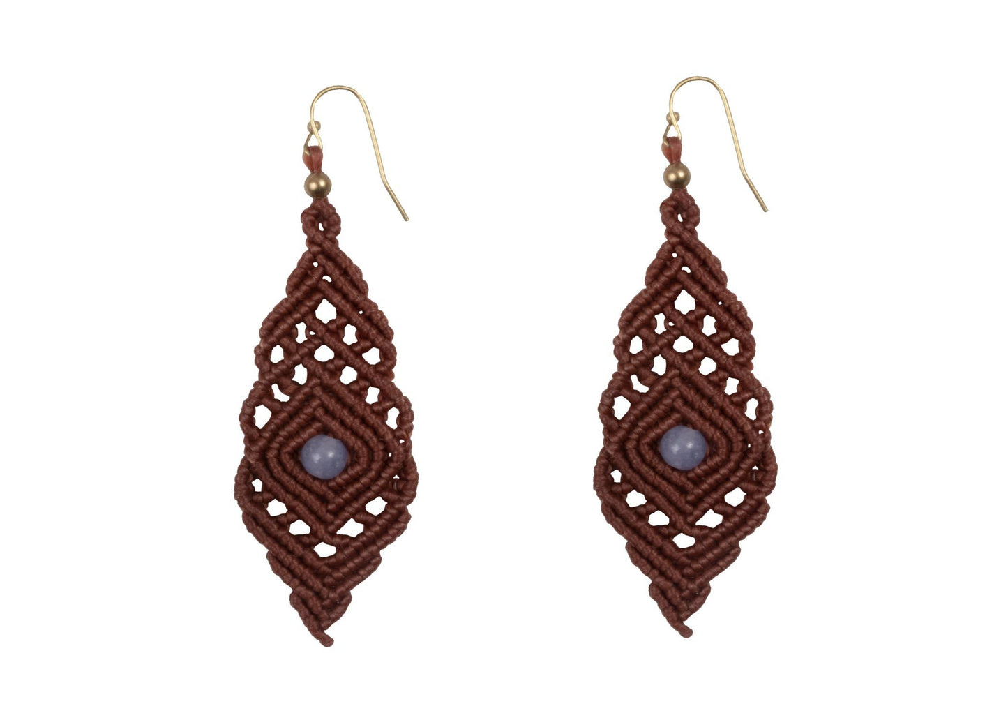 Handmade Macrame Earring many Shapes Colourful Brass Wax cord with Brass Bead - CCCollections