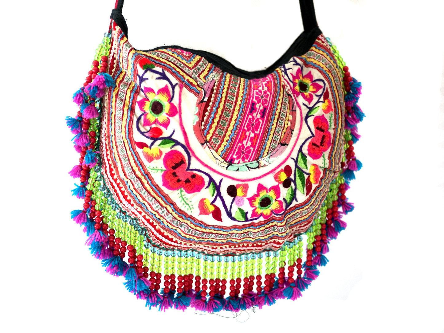 Handmade Hill Tribe Bags with bead work (NC-Crossed body- One Side- embroidery) - CCCollections