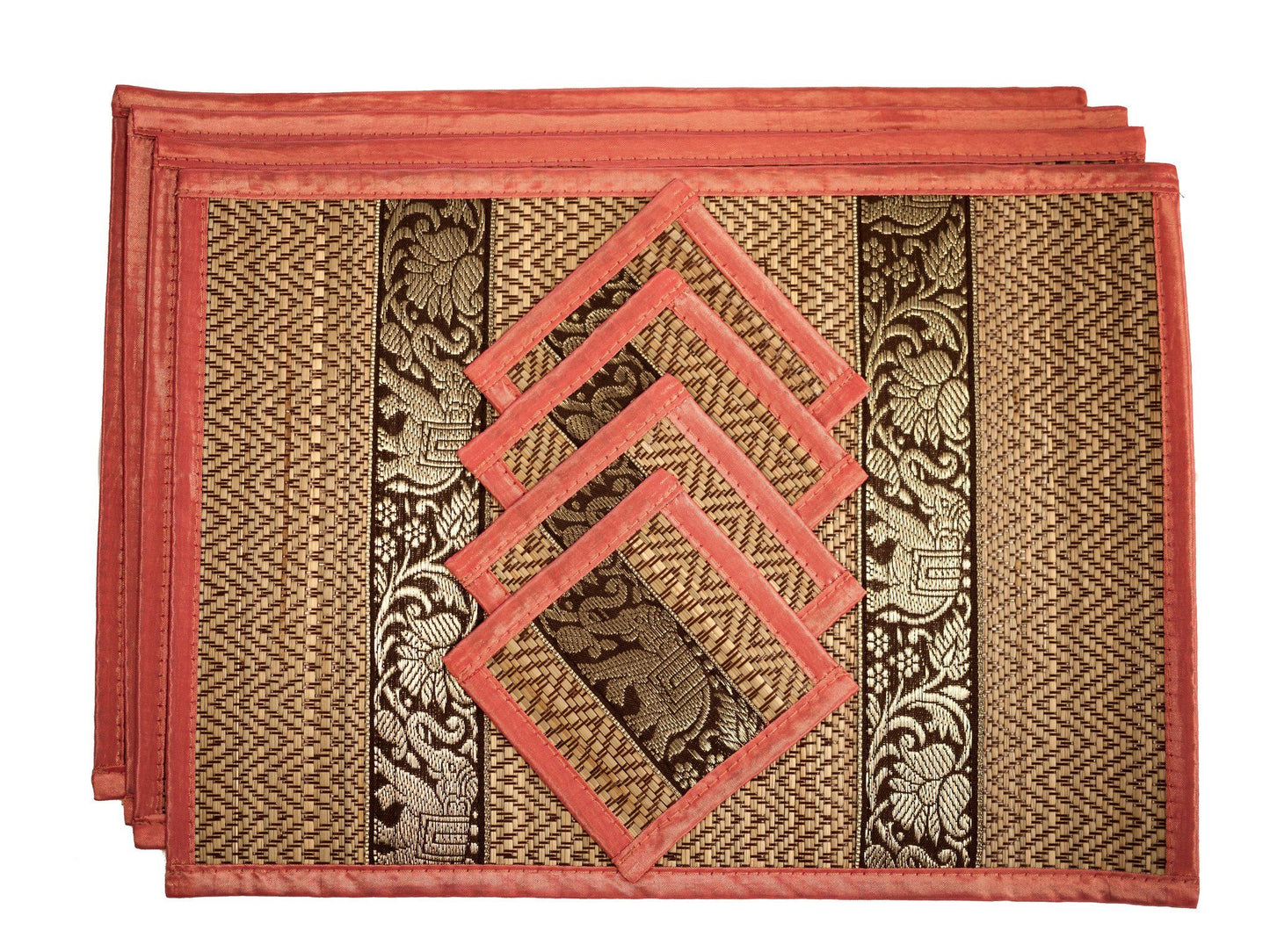 Eco-Friendly Hand-Woven Wicker Reed Thai Style Placemats and Coasters - CCCollections