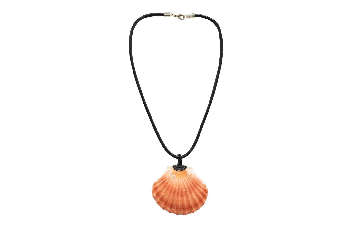 Leather Cord Necklace With Natural Shell Pendant - CCCollections