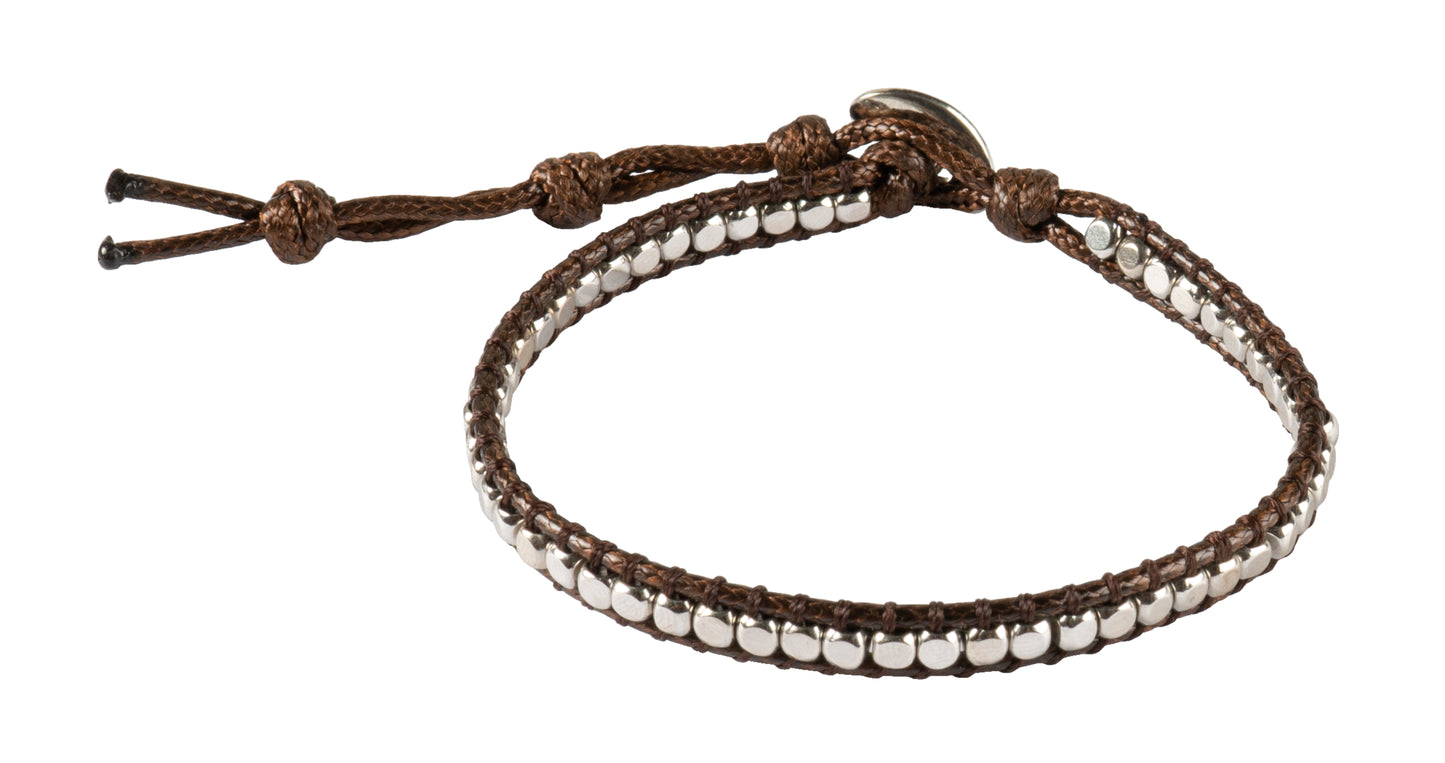Leather rope Bracelet - Braided With Silver (djustable) - CCCollections