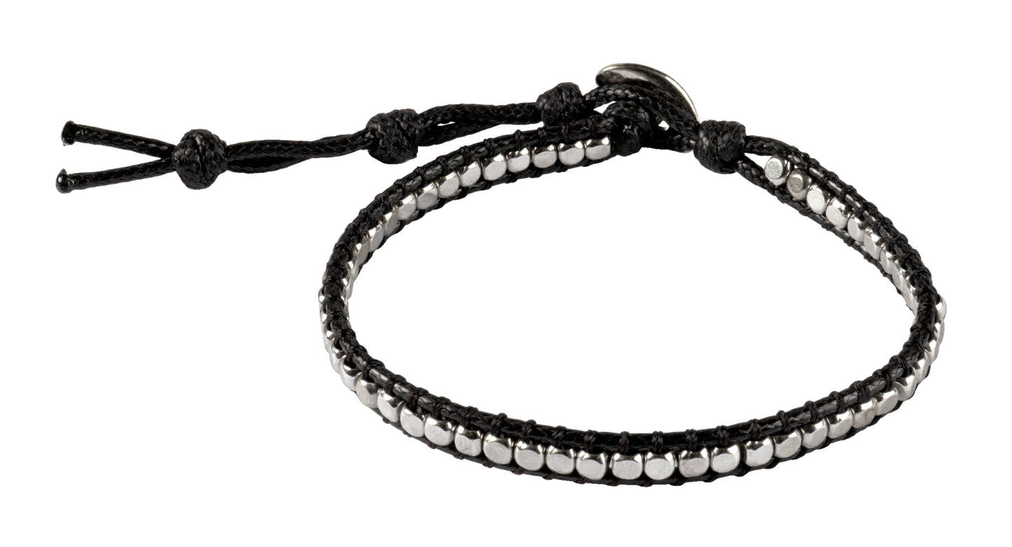Leather rope Bracelet - Braided With Silver (djustable) - CCCollections