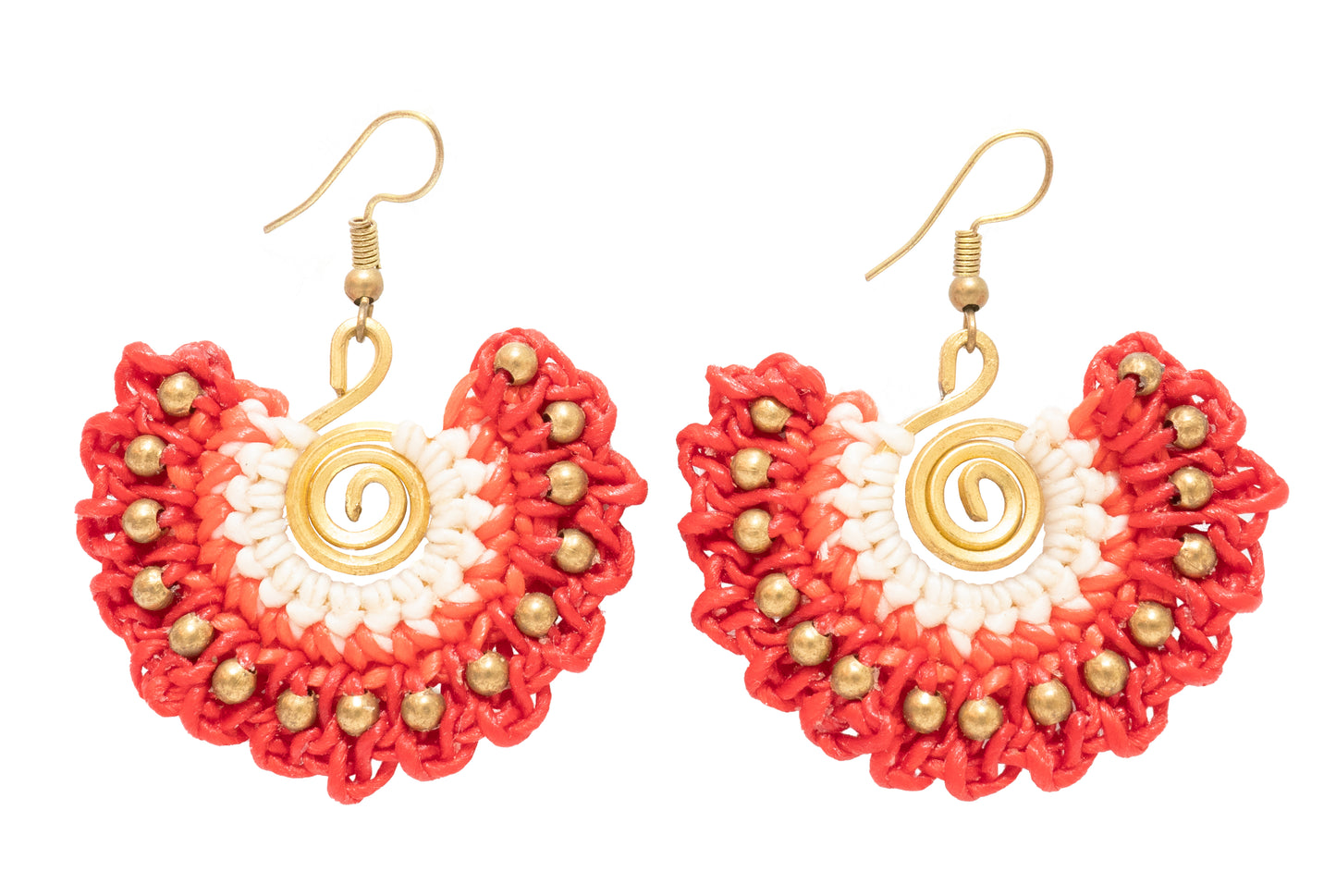 Hippie Drop Earring Wax Code Macrame with Stone, Brass, Beaded - CCCollections
