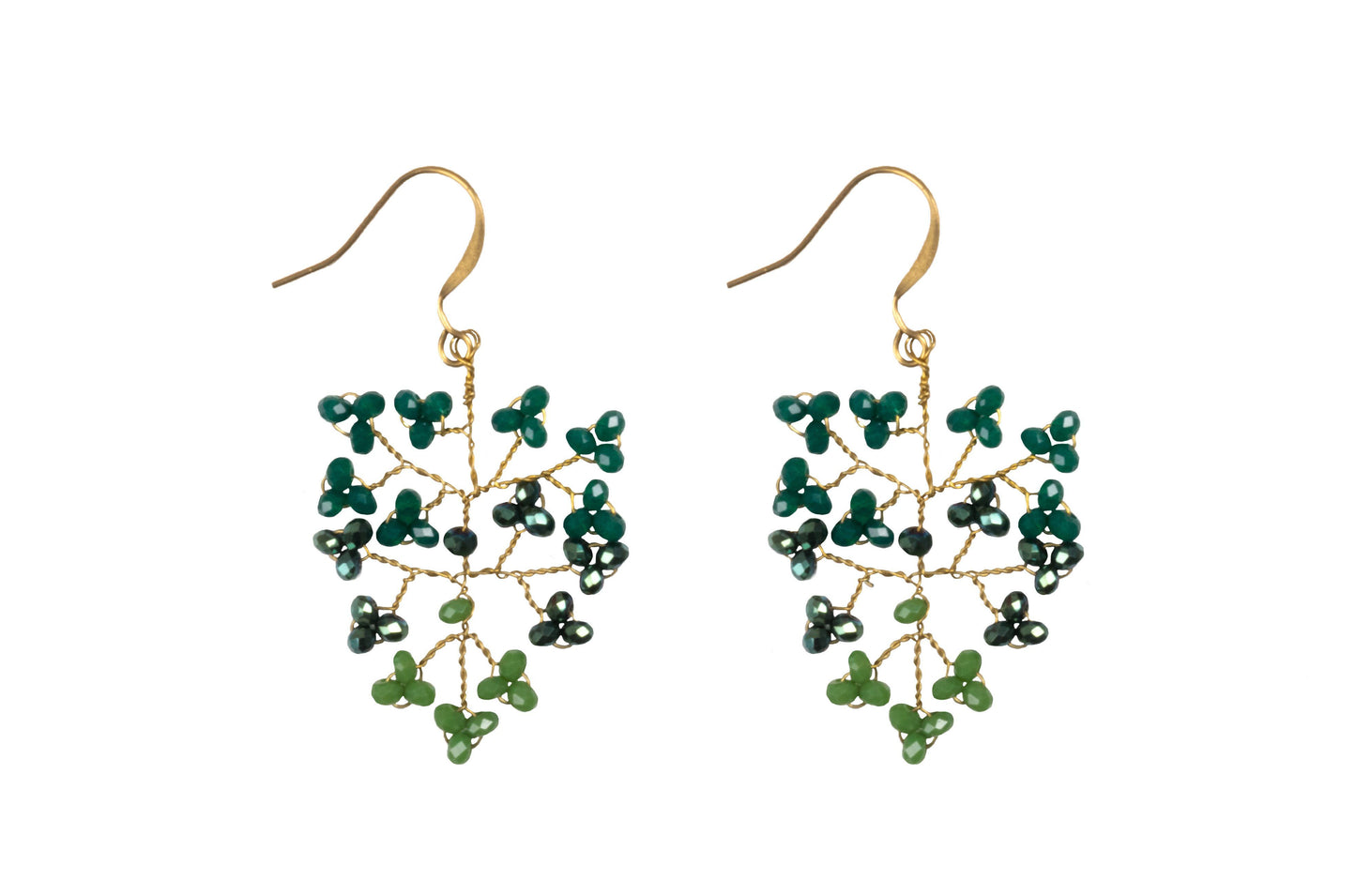 Handmade Earring Crystal Brass Shrub Shape - CCCollections