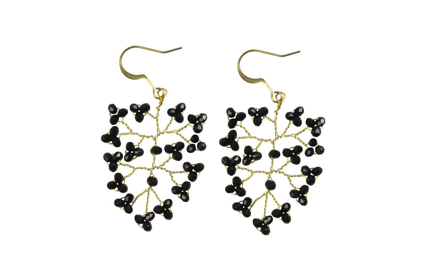 Handmade Earring Crystal Brass Shrub Shape - CCCollections