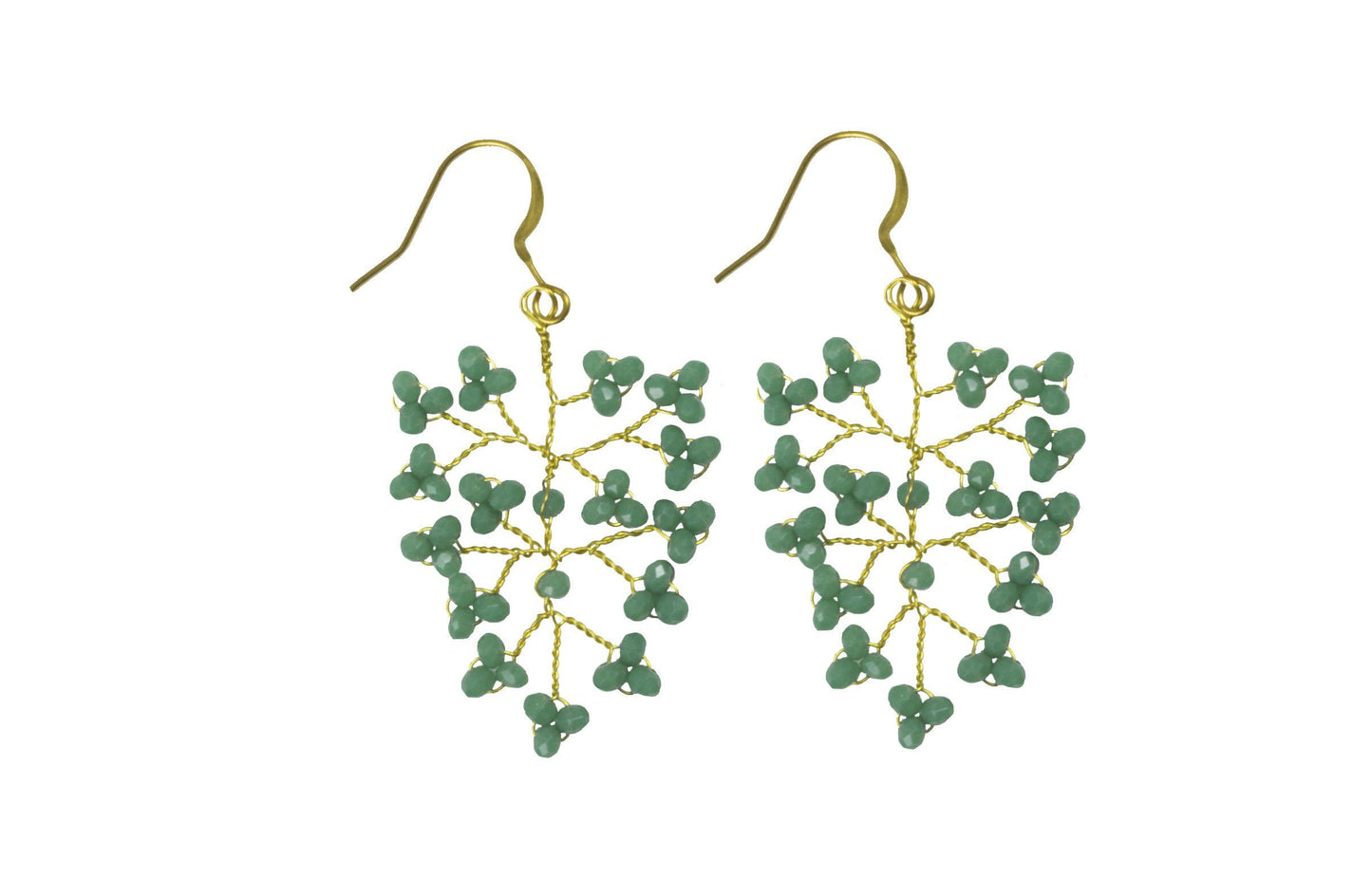 Handmade Earring Crystal Brass Shrub Shape - CCCollections
