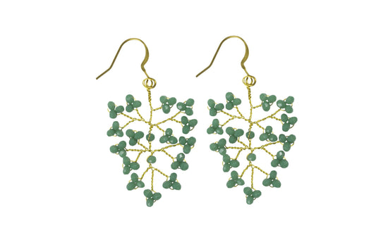 Handmade Earring Crystal Brass Shrub Shape - CCCollections