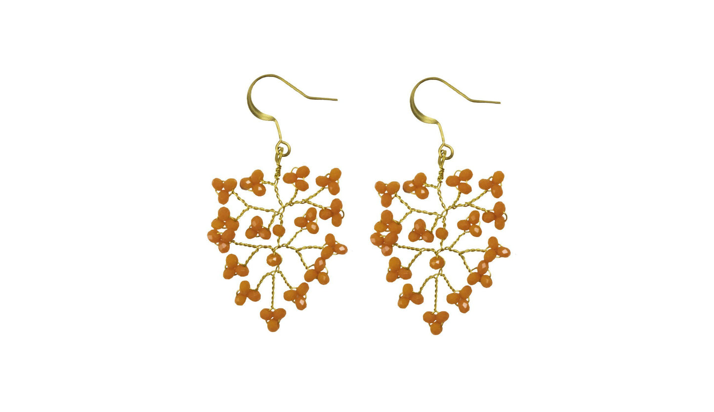 Handmade Earring Crystal Brass Shrub Shape - CCCollections