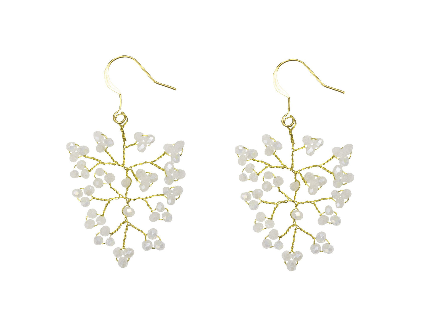 Handmade Earring Crystal Brass Shrub Shape - CCCollections