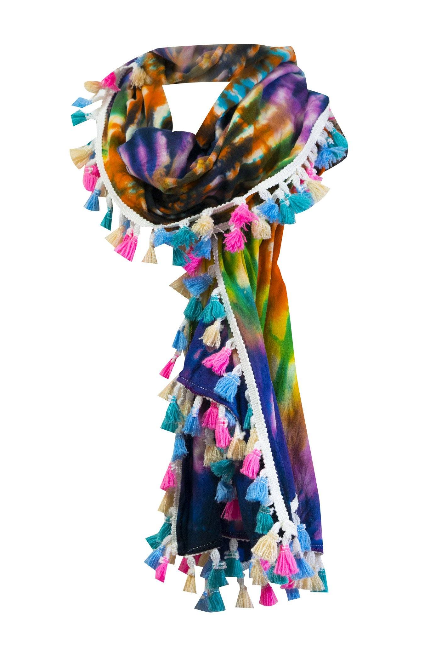 Tie dye Groovy Colors 2in1 Poncho Wrap Shawl Bohemian hippie festival beachwear - CCCollections