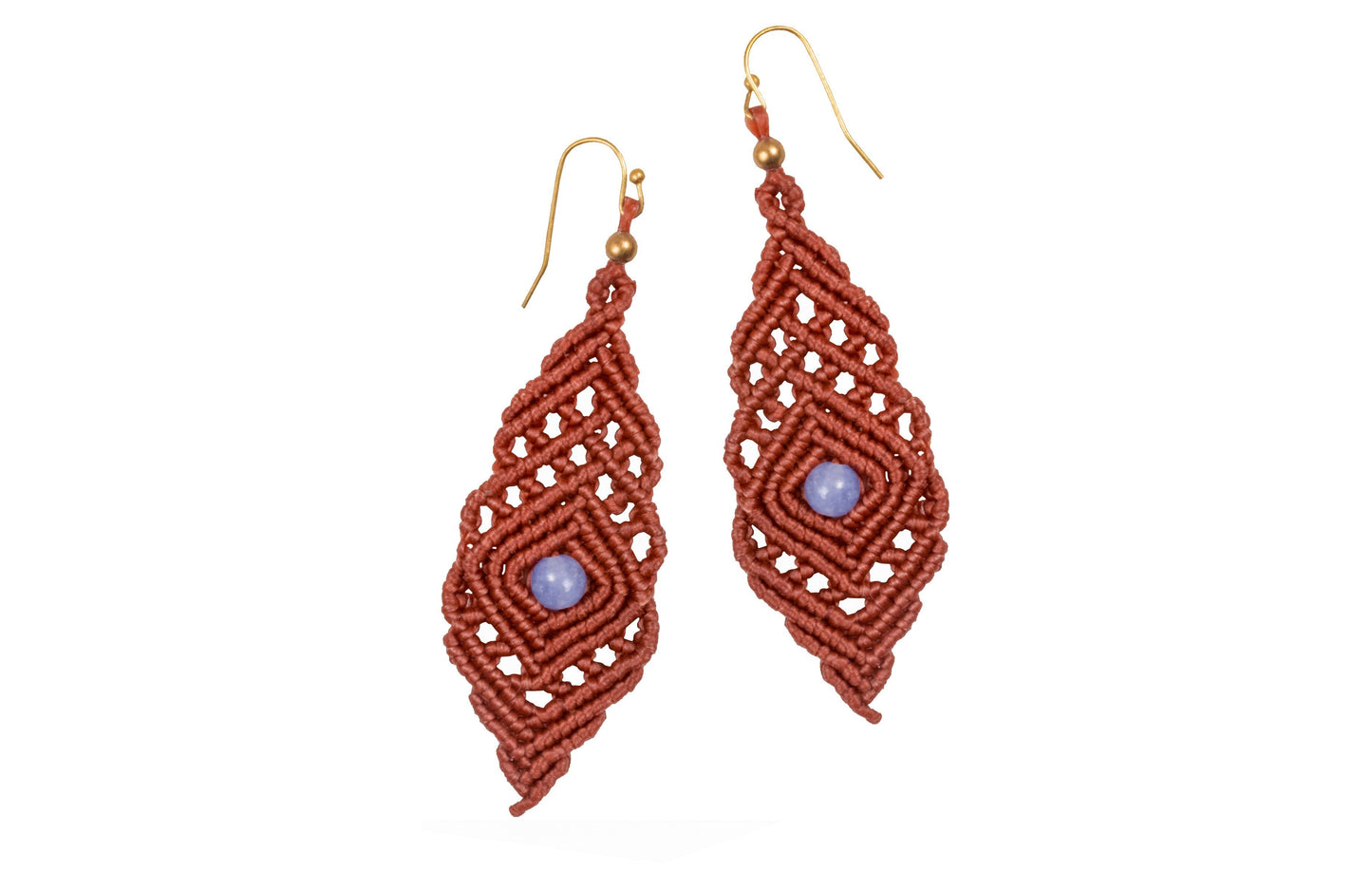 Handmade Macrame Earring many Shapes Colourful Brass Wax cord with Brass Bead - CCCollections