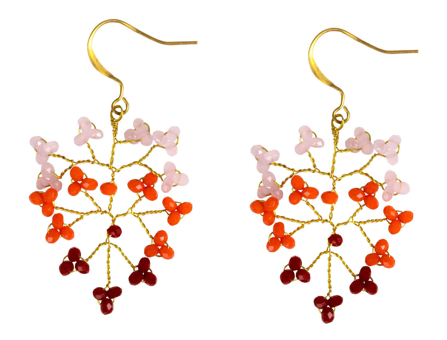 Handmade Earring Crystal Brass Shrub Shape - CCCollections