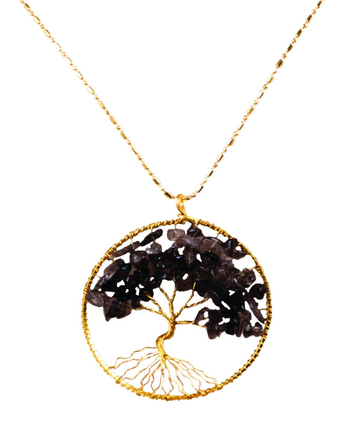 Handmade Necklace Tree of Life Brass with Bead, Crystal and Stone - CCCollections