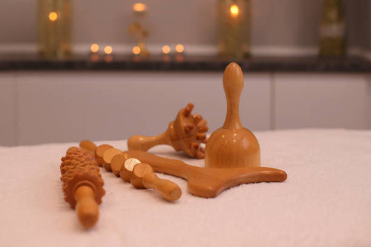Wooden reflexology tools set for foot massage therapy
