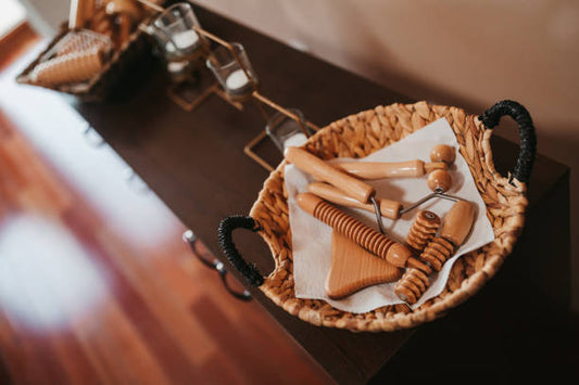 Handmade wooden massage tools for full body relaxation